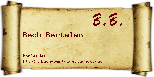 Bech Bertalan névjegykártya